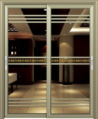 金弧系列金橡木推拉門SH006